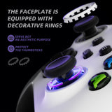 eXtremeRate Rubberized White & Gray ASR Version Performance Rubberized Side Rails Front Shell with Accent Rings for Xbox Series X/S Controller - ZX3C3009