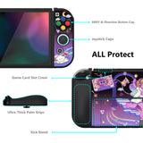 PlayVital ZealProtect Soft Protective Case for Switch OLED, Flexible Protector Joycon Grip Cover for Switch OLED with Thumb Grip Caps & ABXY Direction Button Caps - Dancing Notes - XSOYV6040