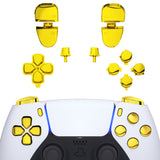 eXtremeRate Replacement D-pad R1 L1 R2 L2 Triggers Share Options Face Buttons, Chrome Gold Full Set Buttons Compatible with ps5 Controller BDM-030/040/050 - Controller NOT Included - JPF2001G3