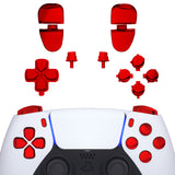 eXtremeRate Replacement D-pad R1 L1 R2 L2 Triggers Share Options Face Buttons, Chrome Red Full Set Buttons Compatible with ps5 Controller BDM-030/040/050 - Controller NOT Included - JPF2003G3