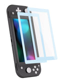 eXtremeRate 2 Pack Sky Blue Border Transparent HD Saver Protector Film, Tempered Glass Screen Protector for Nintendo Switch Lite [Anti-Scratch, Anti-Fingerprint, Shatterproof, Bubble-Free] - HL742