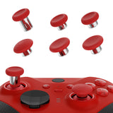 eXtremeRate 6 in 1 Metal Replacement Thumbsticks for Xbox Elite Series 2 Controller, Passion Red & Metallic Silver Swappable Magnetic Analog Stick Joystick Caps for Xbox Elite 2 Core Controller (Model 1797) - IL808