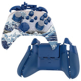 eXtremeRate ASR Version Performance Rubberized Full Set Shell Buttons with Redesigned Grip Diamond Texture Handles Backplate Case for Xbox Series X/S & Xbox Core Controller - The Great Wave - GVNX3T001