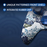 eXtremeRate ASR Version Performance Rubberized Full Set Shell Buttons with Redesigned Grip Diamond Texture Handles Backplate Case for Xbox Series X/S & Xbox Core Controller - The Great Wave - GVNX3T001