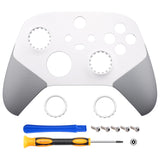 eXtremeRate Rubberized White & Gray ASR Version Performance Rubberized Grip Front Housing Shell  with Accent Rings for Xbox Series X/S Controller - FX3C3009