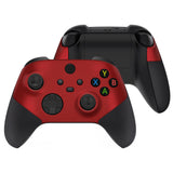 eXtremeRate Rubberized Scarlet Red & Black ASR Version Performance Rubberized Side Rails Front Shell with Accent Rings for Xbox Series X/S Controller - ZX3C3003