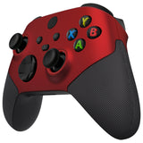 eXtremeRate Rubberized Scarlet Red & Black ASR Version Performance Rubberized Side Rails Front Shell with Accent Rings for Xbox Series X/S Controller - ZX3C3003