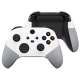 eXtremeRate Rubberized White & Gray ASR Version Performance Rubberized Side Rails Front Shell with Accent Rings for Xbox Series X/S Controller - ZX3C3009