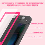 eXtremeRate 2 Pack Bright Pink Border Transparent HD Saver Protector Film, Tempered Glass Screen Protector for Nintendo Switch Lite [Anti-Scratch, Anti-Fingerprint, Shatterproof, Bubble-Free] - HL740