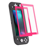 eXtremeRate 2 Pack Bright Pink Border Transparent HD Saver Protector Film, Tempered Glass Screen Protector for Nintendo Switch Lite [Anti-Scratch, Anti-Fingerprint, Shatterproof, Bubble-Free] - HL740