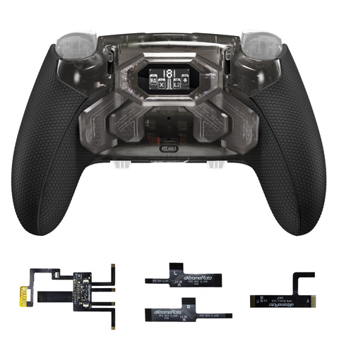 eXtremeRate BEYOND Back Paddles Kit with OLED Display & Redesigned Ergonomic Grips for PS5 Edge Controller - Rubberized Clear & Black - BYNEGU006