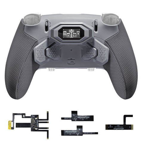 eXtremeRate BEYOND Back Paddles Kit with OLED Display & Redesigned Ergonomic Grips for PS5 Edge Controller - Rubberized New Hope Gray & Classic Gray - BYNEGU004