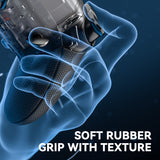 eXtremeRate Beyond-ARC Bottom Shell Kit with Rubberised Grip for PS5 Edge Controller - Clear & Black - CKREGU005