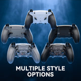eXtremeRate Beyond-ARC Bottom Shell Kit with Rubberised Grip for PS5 Edge Controller - Clear & Gray - CKREGU004