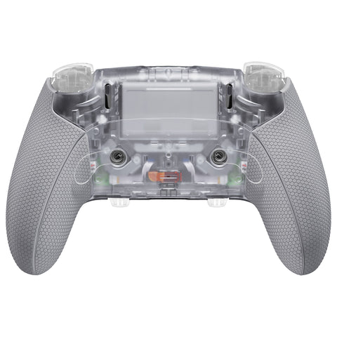 eXtremeRate Beyond-ARC Bottom Shell Kit with Rubberised Grip for PS5 Edge Controller - Clear & Gray - CKREGU004
