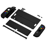 eXtremeRate Black Full Set Shell for Nintendo Switch OLED, Replacement Console Back Plate & Kickstand, NS Joycon Handheld Controller Housing & Buttons for Nintendo Switch OLED - AQUSOP001