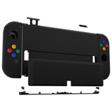 eXtremeRate Black Full Set Shell for Nintendo Switch OLED, Replacement Console Back Plate & Kickstand, NS Joycon Handheld Controller Housing & Buttons for Nintendo Switch OLED - AQUSOP001