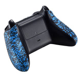 eXtremeRate Textured Black Blue Soft Touch Grip Back Panels, Comfortable Non-Slip Side Rails Handles, Game Improvement Replacement Parts for Xbox One X & One S Controller - SXOJ0123