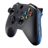 eXtremeRate Textured Black Blue Soft Touch Grip Back Panels, Comfortable Non-Slip Side Rails Handles, Game Improvement Replacement Parts for Xbox One X & One S Controller - SXOJ0123