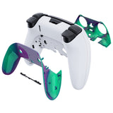 eXtremeRate Chameleon Green Purple Top Bottom Decorative Trim Shell Compatible with ps5 Edge Controller DIY Replacement Front Back Clip Shell, Custom Plates Cover Compatible with ps5 Edge Controller - CXQEGP011