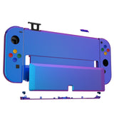 eXtremeRate Chameleon Purple Blue Full Set Shell for Nintendo Switch OLED, Replacement Console Back Plate & Kickstand, NS Joycon Handheld Controller Housing & Buttons for Nintendo Switch OLED - AQUSOP004