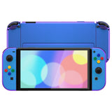 eXtremeRate Chameleon Purple Blue Full Set Shell for Nintendo Switch OLED, Replacement Console Back Plate & Kickstand, NS Joycon Handheld Controller Housing & Buttons for Nintendo Switch OLED - AQUSOP004