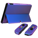 eXtremeRate Chameleon Purple Blue Full Set Shell for Nintendo Switch OLED, Replacement Console Back Plate & Kickstand, NS Joycon Handheld Controller Housing & Buttons for Nintendo Switch OLED - AQUSOP004