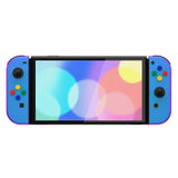 eXtremeRate Chameleon Purple Blue Full Set Shell for Nintendo Switch OLED, Replacement Console Back Plate & Kickstand, NS Joycon Handheld Controller Housing & Buttons for Nintendo Switch OLED - AQUSOP004