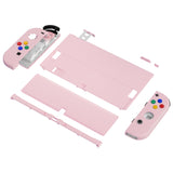 eXtremeRate Cherry Blossoms Pink Full Set Shell for Nintendo Switch OLED, Replacement Console Back Plate & Kickstand, NS Joycon Handheld Controller Housing & Buttons for Nintendo Switch OLED - AQUSOP003