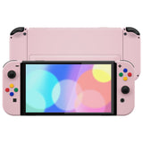 eXtremeRate Cherry Blossoms Pink Full Set Shell for Nintendo Switch OLED, Replacement Console Back Plate & Kickstand, NS Joycon Handheld Controller Housing & Buttons for Nintendo Switch OLED - AQUSOP003