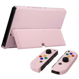 eXtremeRate Cherry Blossoms Pink Full Set Shell for Nintendo Switch OLED, Replacement Console Back Plate & Kickstand, NS Joycon Handheld Controller Housing & Buttons for Nintendo Switch OLED - AQUSOP003