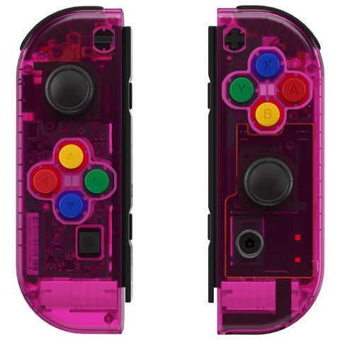 eXtremeRate Clear Candy Pink Joycon Handheld Controller Housing with Full Set Buttons, DIY Replacement Shell Case for NS Switch JoyCon & OLED JoyCon - Joycon and Console NOT Included - CM516