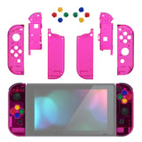 eXtremeRate Clear Candy Pink Joycon Handheld Controller Housing with Full Set Buttons, DIY Replacement Shell Case for NS Switch JoyCon & OLED JoyCon - Joycon and Console NOT Included - CM516