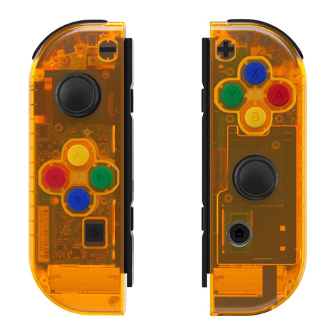 eXtremeRate Clear Orange Joycon Handheld Controller Housing with Full Set Buttons, DIY Replacement Shell Case for NS Switch JoyCon & OLED JoyCon - Joycon and Console NOT Included - CM515