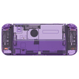 eXtremeRate Crystal Clear Atomic Purple Full Set Shell for Nintendo Switch OLED, Replacement Console Back Plate & Kickstand, NS Joycon Handheld Controller Housing & Buttons for Nintendo Switch OLED - AQUSOP010