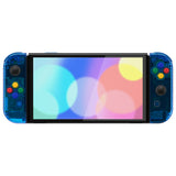 eXtremeRate Crystal Clear Blue Full Set Shell for Nintendo Switch OLED, Replacement Console Back Plate & Kickstand, NS Joycon Handheld Controller Housing & Buttons for Nintendo Switch OLED - AQUSOP009