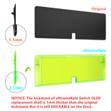 eXtremeRate Crystal Clear Lime Green Full Set Shell for Nintendo Switch OLED, Replacement Console Back Plate & Kickstand, NS Joycon Handheld Controller Housing & Buttons for Nintendo Switch OLED - AQUSOP015