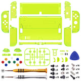 eXtremeRate Crystal Clear Lime Green Full Set Shell for Nintendo Switch OLED, Replacement Console Back Plate & Kickstand, NS Joycon Handheld Controller Housing & Buttons for Nintendo Switch OLED - AQUSOP015