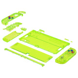 eXtremeRate Crystal Clear Lime Green Full Set Shell for Nintendo Switch OLED, Replacement Console Back Plate & Kickstand, NS Joycon Handheld Controller Housing & Buttons for Nintendo Switch OLED - AQUSOP015