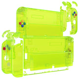 eXtremeRate Crystal Clear Lime Green Full Set Shell for Nintendo Switch OLED, Replacement Console Back Plate & Kickstand, NS Joycon Handheld Controller Housing & Buttons for Nintendo Switch OLED - AQUSOP015