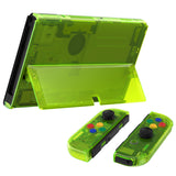 eXtremeRate Crystal Clear Lime Green Full Set Shell for Nintendo Switch OLED, Replacement Console Back Plate & Kickstand, NS Joycon Handheld Controller Housing & Buttons for Nintendo Switch OLED - AQUSOP015