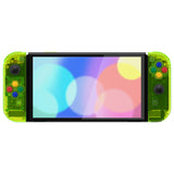 eXtremeRate Crystal Clear Lime Green Full Set Shell for Nintendo Switch OLED, Replacement Console Back Plate & Kickstand, NS Joycon Handheld Controller Housing & Buttons for Nintendo Switch OLED - AQUSOP015