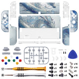 eXtremeRate Crystal Dragon Full Set Shell for Nintendo Switch OLED, Replacement Console Back Plate & Kickstand, NS Joycon Handheld Controller Housing with Full Set Buttons for Nintendo Switch OLED - QNSOT008