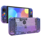 eXtremeRate Glitter Gradient Translucent Bluebell Full Set Shell for Nintendo Switch OLED, Replacement Console Back Plate & Kickstand, NS Joycon Handheld Controller Housing & Buttons for Nintendo Switch OLED - AQUSOP005