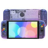 eXtremeRate Glitter Gradient Translucent Bluebell Full Set Shell for Nintendo Switch OLED, Replacement Console Back Plate & Kickstand, NS Joycon Handheld Controller Housing & Buttons for Nintendo Switch OLED - AQUSOP005