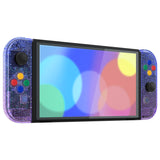 eXtremeRate Glitter Gradient Translucent Bluebell Full Set Shell for Nintendo Switch OLED, Replacement Console Back Plate & Kickstand, NS Joycon Handheld Controller Housing & Buttons for Nintendo Switch OLED - AQUSOP005