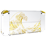 eXtremeRate The Great GOLDEN Wave Off Kanagawa - White Full Set Shell for Nintendo Switch OLED, Replacement Console Back Plate & Kickstand, NS Joycon Handheld Controller Housing with Full Set Buttons for Nintendo Switch OLED - QNSOT003