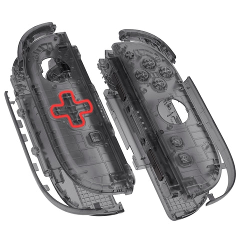 eXtremeRate D-Pad Version Replacement Full Set Shell Case with Buttons for Joycon 2 of Nintendo Switch 2 - Deluxe Version - Clear Slate Black - SZMNTM002