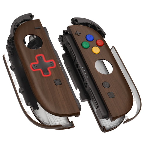 eXtremeRate D-Pad Version Replacement Full Set Shell Case with Buttons for Joycon 2 of Nintendo Switch 2 - Deluxe Version - Wood Grain - SZMNTS001