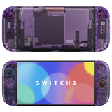 eXtremeRate D-Pad Version Replacement Full Set Shells with Buttons for Nintendo Switch 2 - Deluxe Version - Clear Atomic Purple - YAGNTM001